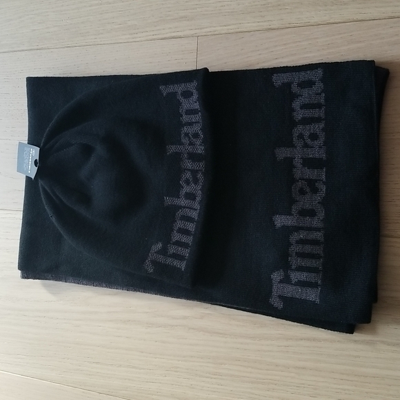 Timberland Logo Jacquard Scarf/Hat in Box - Picture 1 of 13